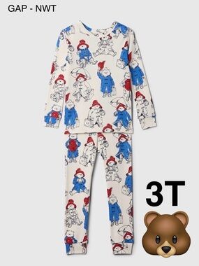OG packaging! UNOPENED - GAP - 3T - Paddington Bear PJ Set - White, Blue & Red